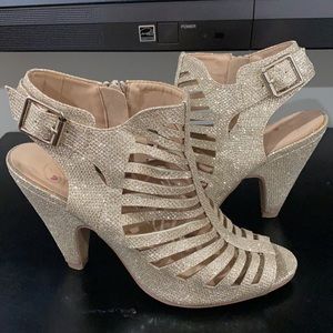 Bundle and save on shipping GOLD cage dress heels - gold glitter 4” heel